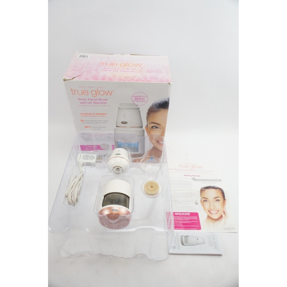 VGC Conair True Glow Sonic Facial Brush W/UV Sterilizer Face Cleansing In Box